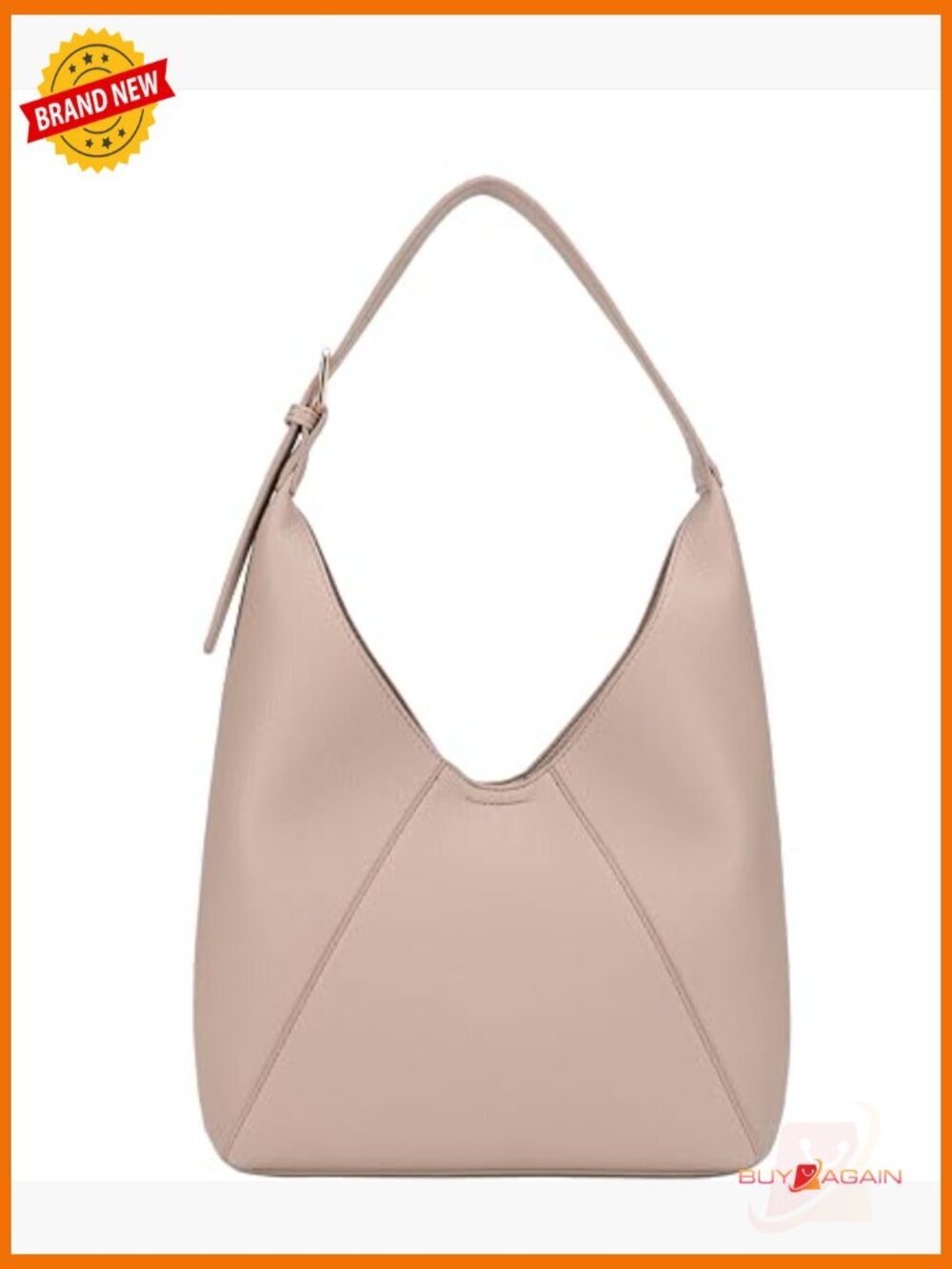 Vegan Leather Hobo Shoulder Bag with Adjustable Strap - Slouchy Tote Purse